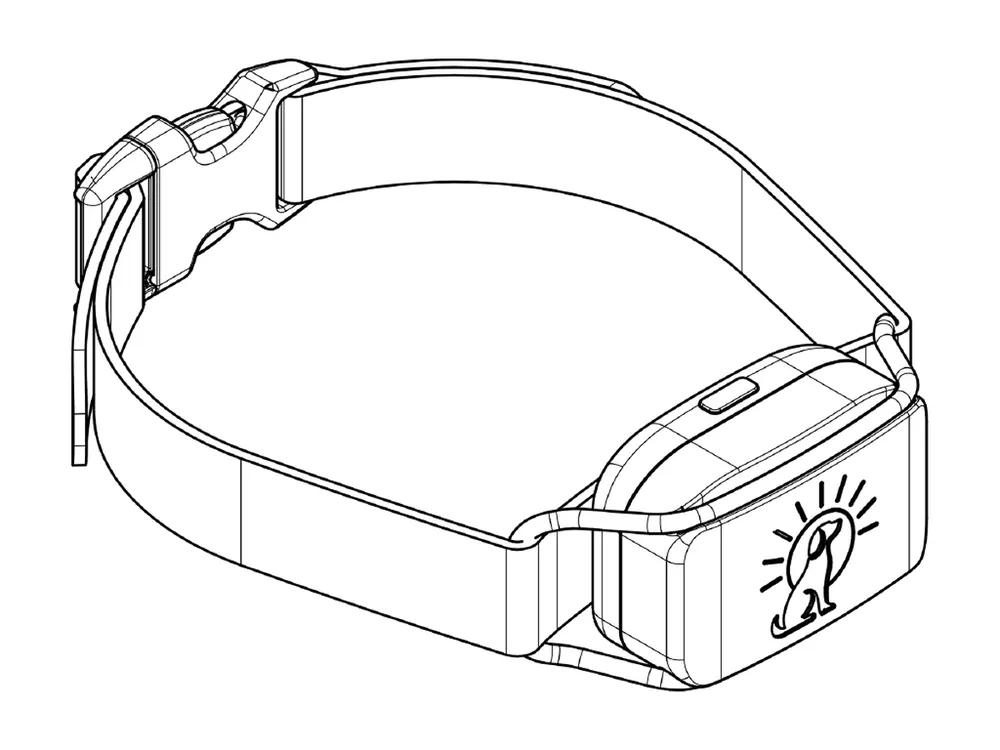 Engineering line drawing of the optional SilentBuddy collar tag
